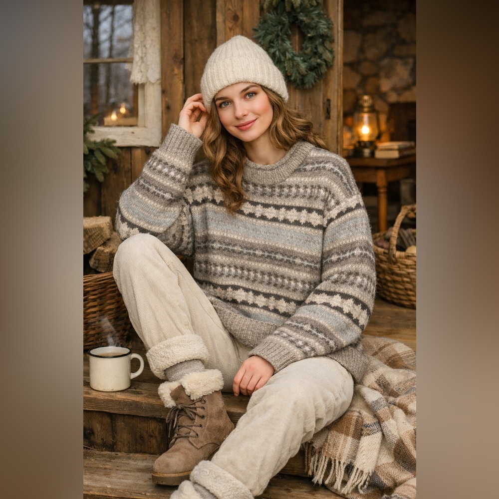Vintage Woolrich Fair Isle Knit Sweater Cozy Oversized